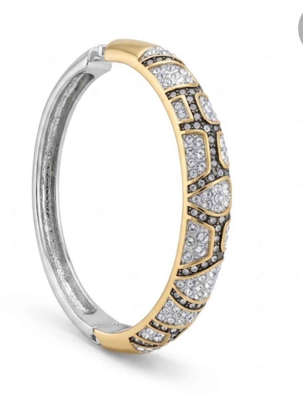 JBK Jacqueline Kennedy Camrose & Kross Rhinestone Hinged Bangle Bracelet